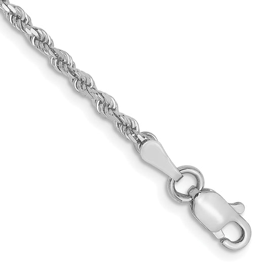 10K White Gold 2mm Diamond Cut Rope Chain