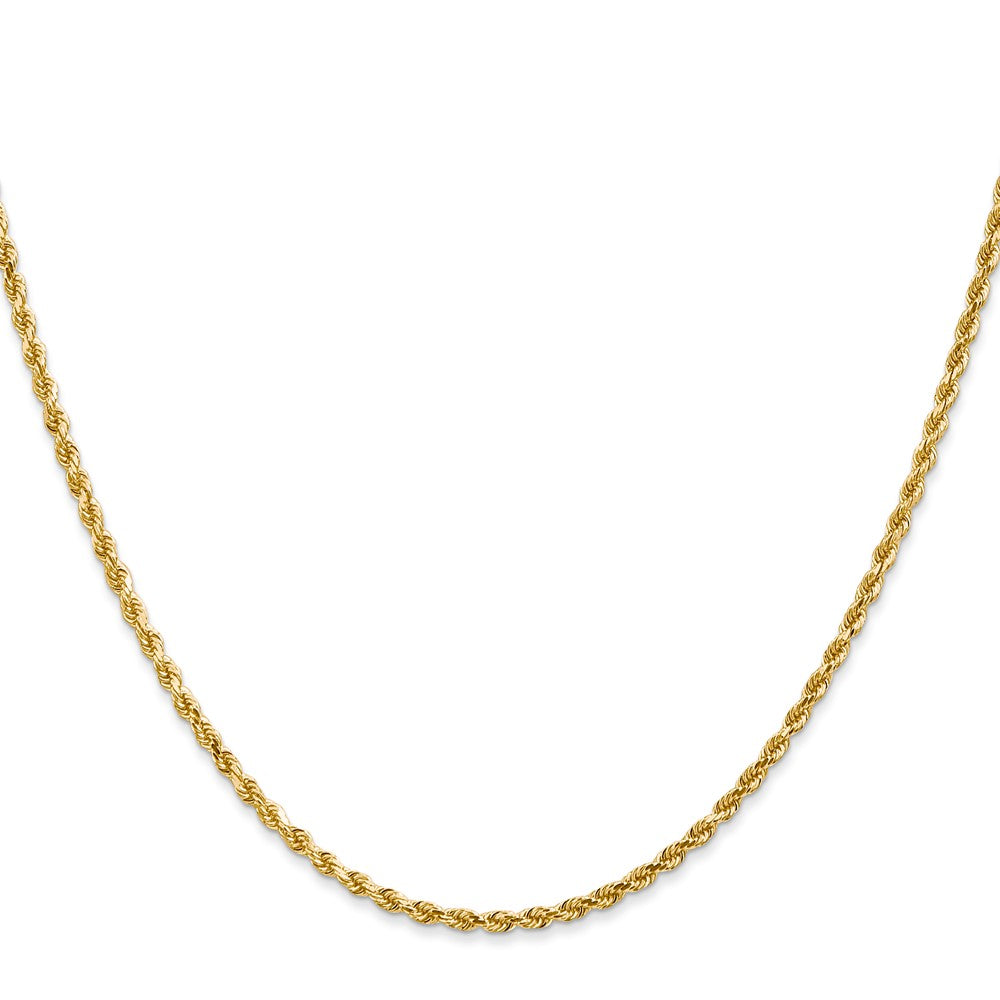 2 Inch 10K White Gold 2.25mm Diamond Cut Rope Chain Necklace