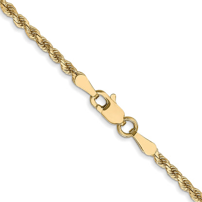 10K White Gold 2.25mm Diamond Cut Rope Chain