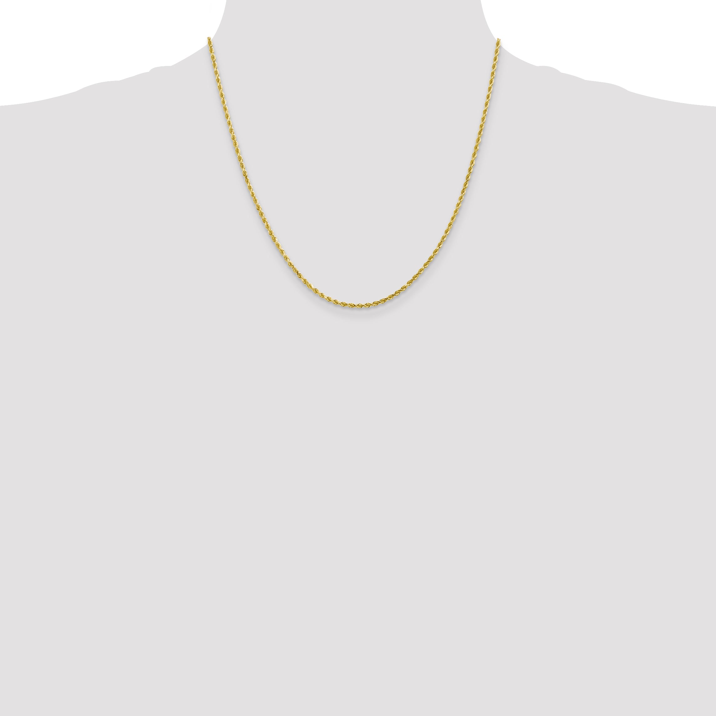 10K White Gold 2.25mm Diamond Cut Rope Chain