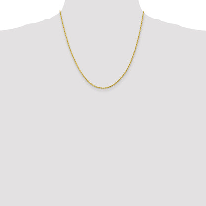 10K White Gold 2.25mm Diamond Cut Rope Chain