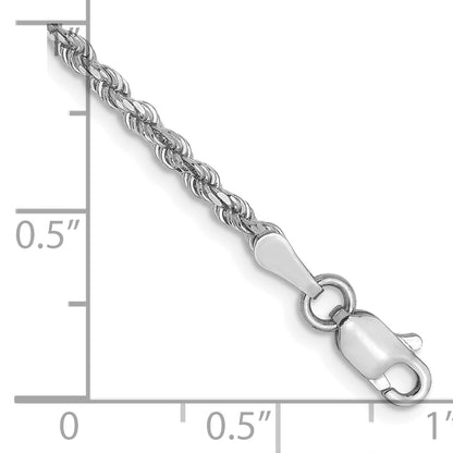 10K White Gold 2.25mm Diamond Cut Rope Chain