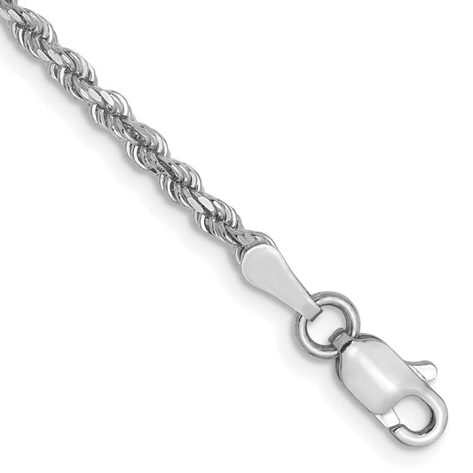 10K White Gold 2.25mm Diamond Cut Rope Chain