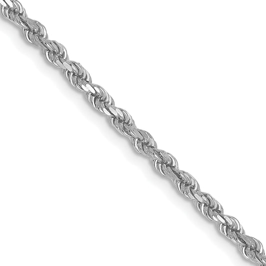 10K White Gold 2.25mm Diamond Cut Rope Chain