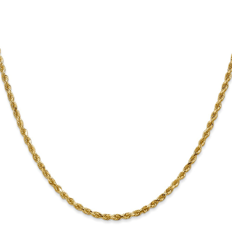 24 Inch 10K White Gold 2.5mm Diamond Cut Rope Chain Necklace