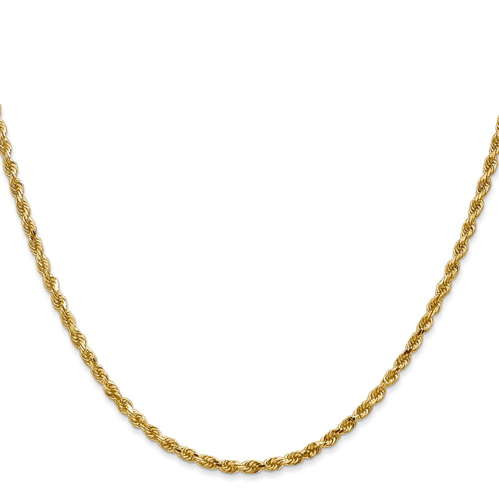 22 Inch 10K White Gold 2.5mm Diamond Cut Rope Chain Necklace