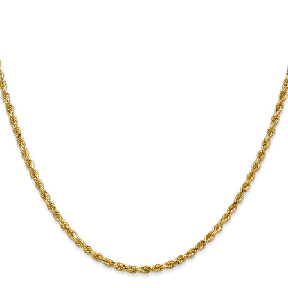 22 Inch 10K White Gold 2.5mm Diamond Cut Rope Chain Necklace