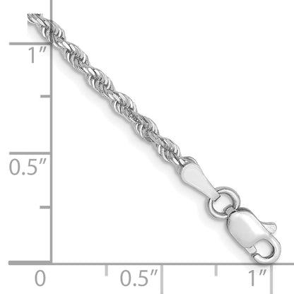 10K White Gold 2.5mm Diamond Cut Rope Chain