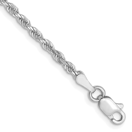 10K White Gold 2.5mm Diamond Cut Rope Chain