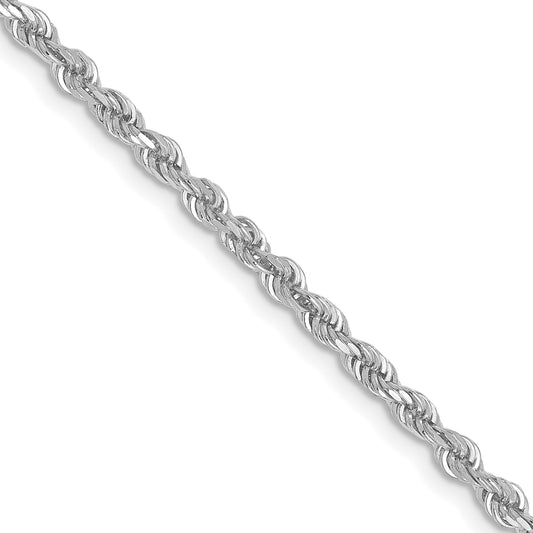 10K White Gold 2.5mm Diamond Cut Rope Chain