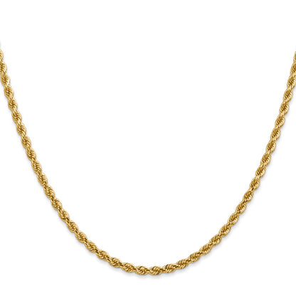2 Inch 10K White Gold 2.75mm Diamond Cut Rope Chain Necklace
