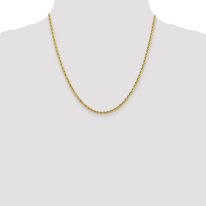 2 Inch 10K White Gold 2.75mm Diamond Cut Rope Chain Necklace