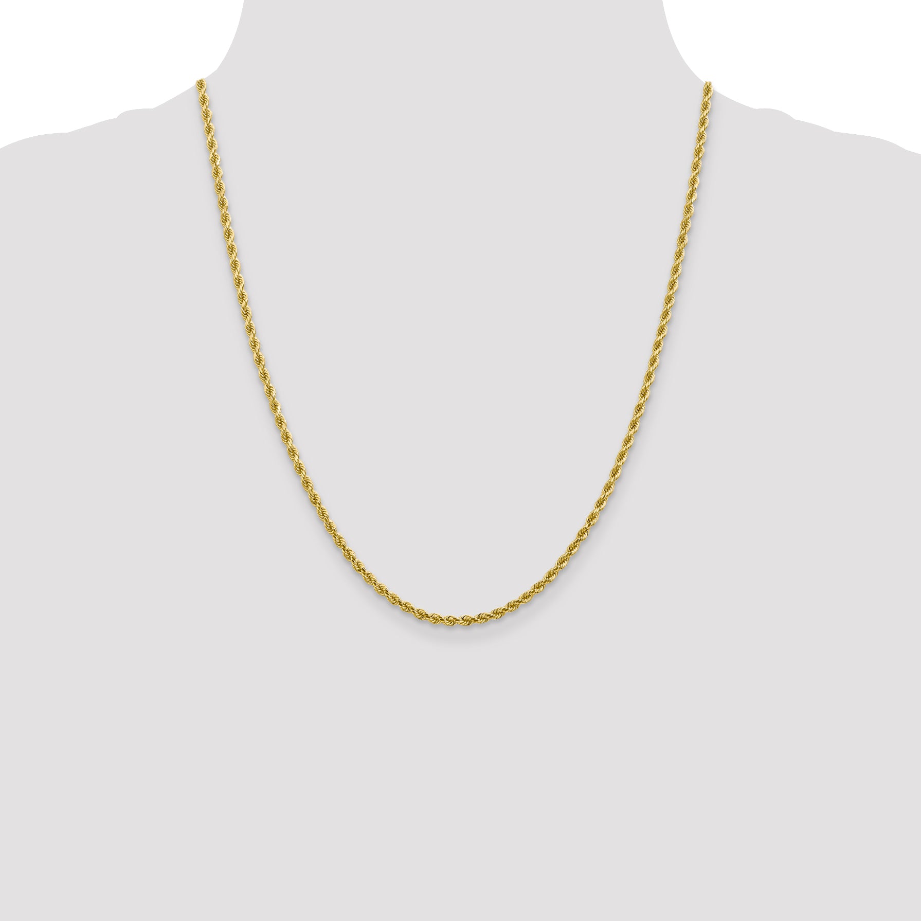 10K White Gold 2.75mm Diamond Cut Rope Chain