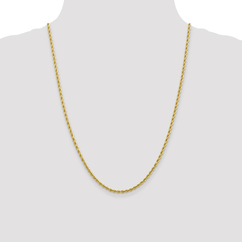 24 Inch 10K White Gold 2.75mm Diamond Cut Rope Chain Necklace