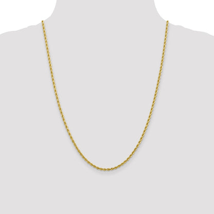 24 Inch 10K White Gold 2.75mm Diamond Cut Rope Chain Necklace