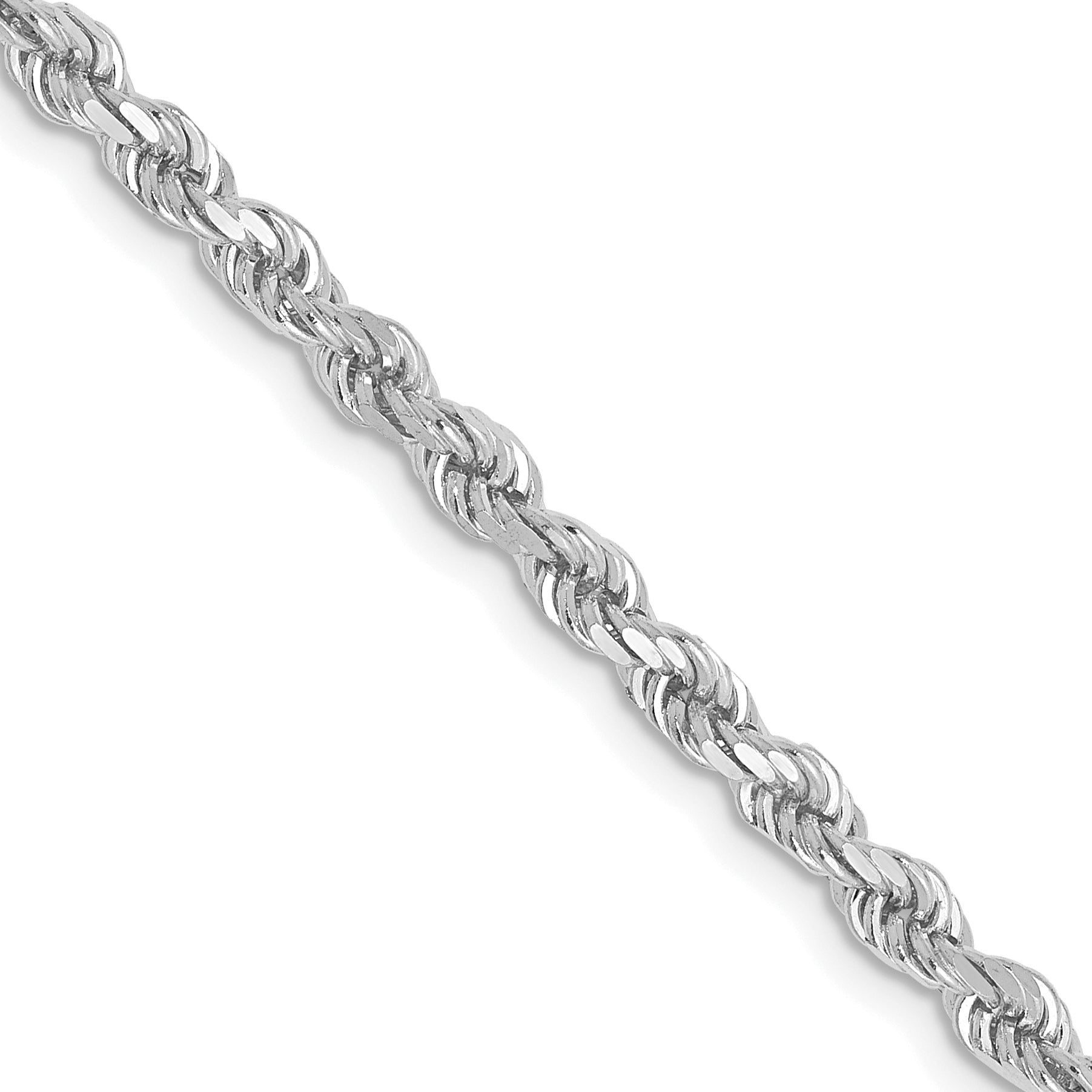 10K White Gold 2.75mm Diamond Cut Rope Chain