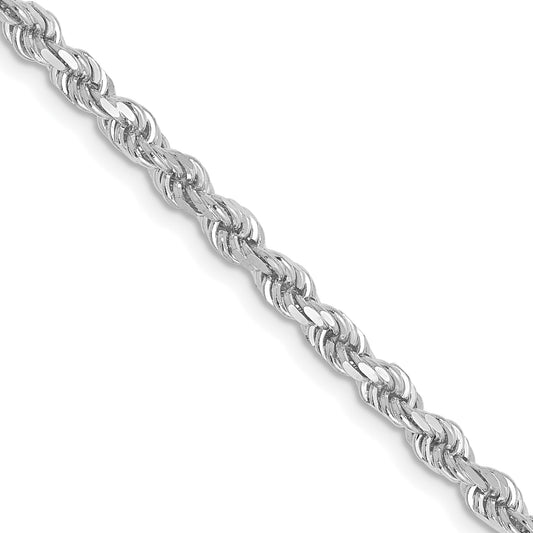 10K White Gold 2.75mm Diamond Cut Rope Chain