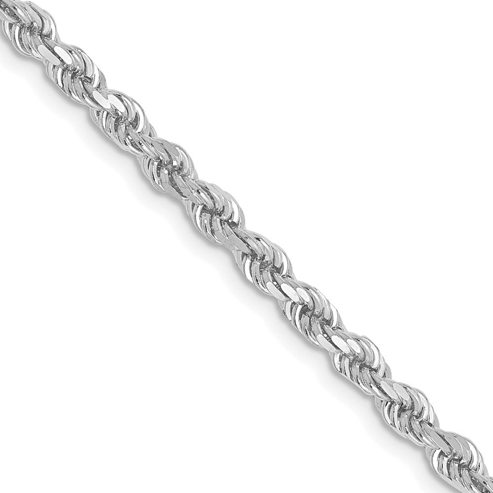24 Inch 10K White Gold 2.75mm Diamond Cut Rope Chain Necklace
