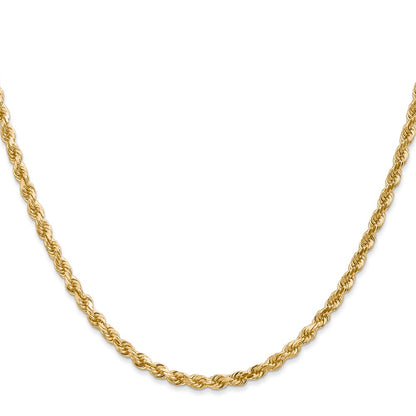 2 Inch 10K White Gold 3mm Diamond Cut Rope Chain Necklace