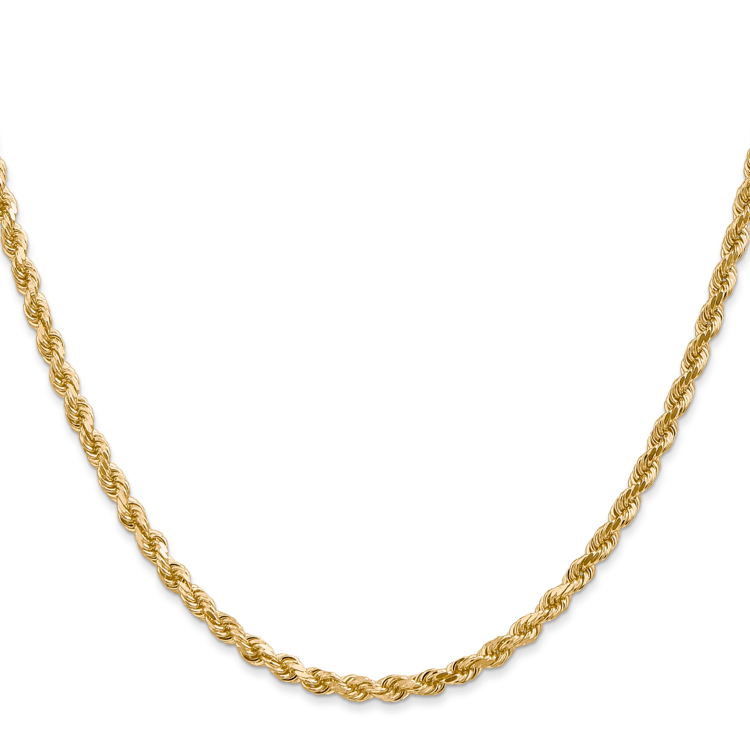 10K White Gold 3mm Diamond Cut Rope Chain