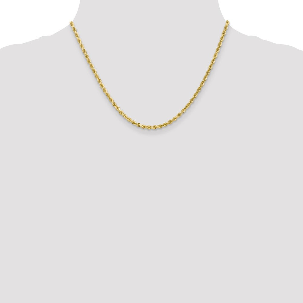 18 Inch 10K White Gold 3mm Diamond Cut Rope Chain Necklace