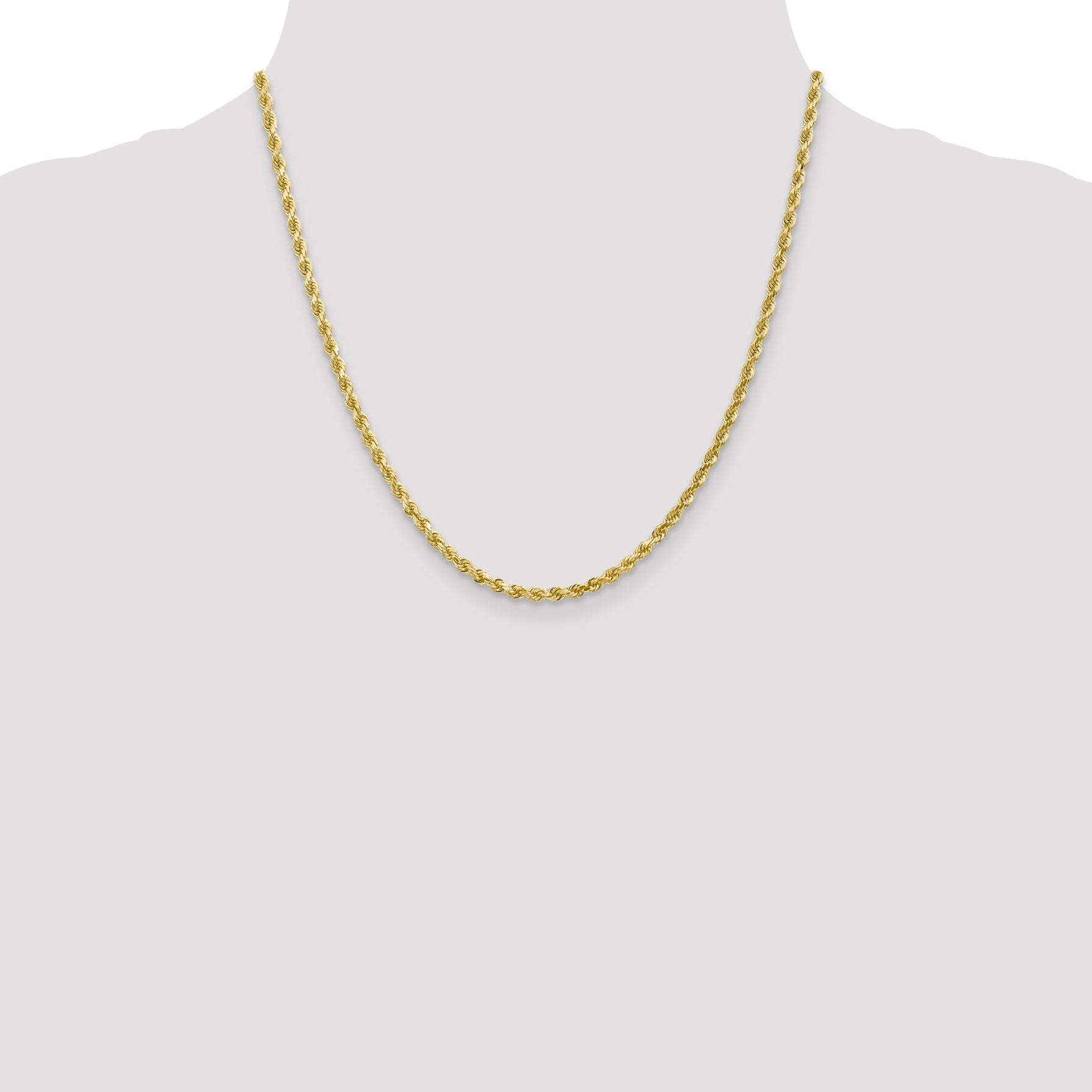 10K White Gold 3mm Diamond Cut Rope Chain