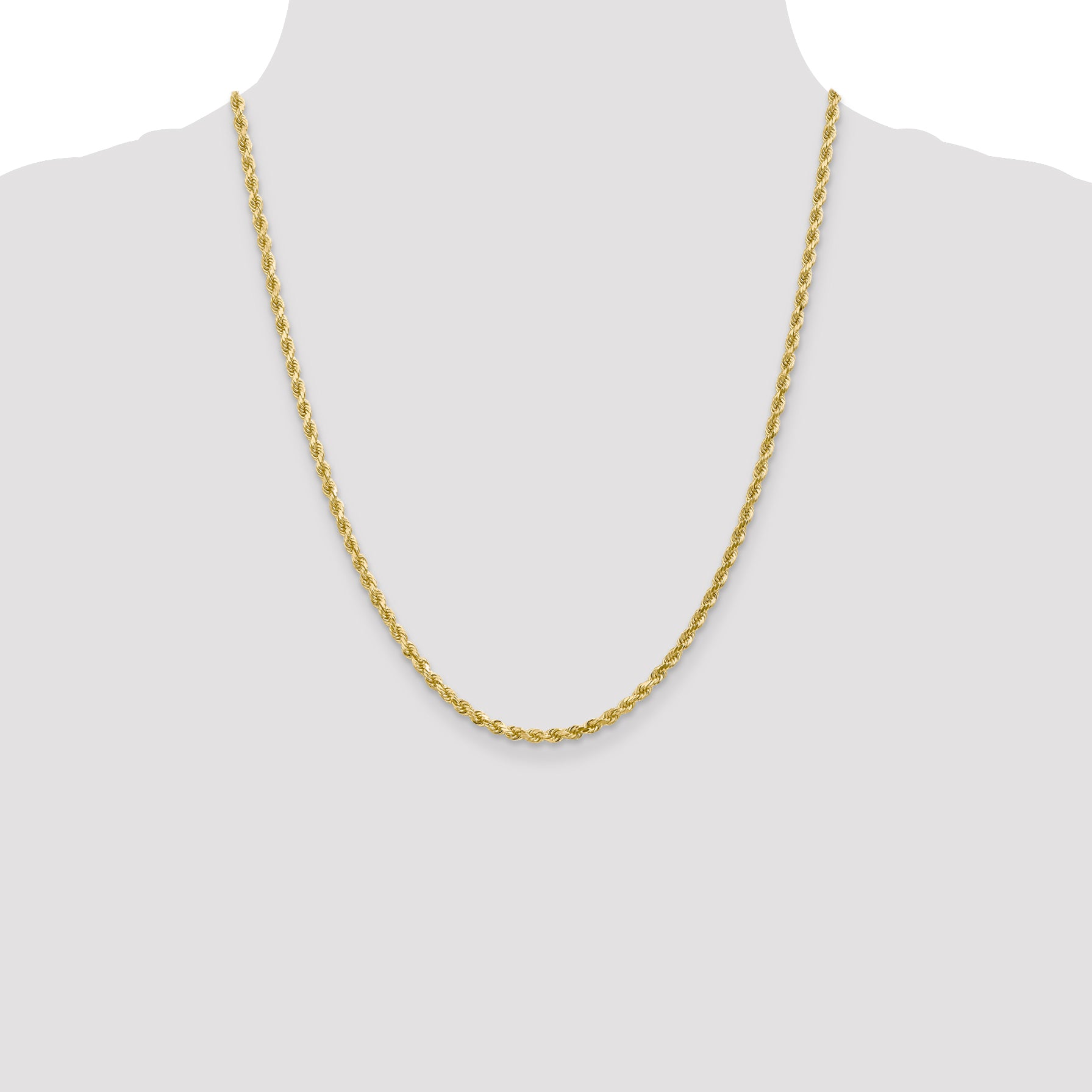 10K White Gold 3mm Diamond Cut Rope Chain