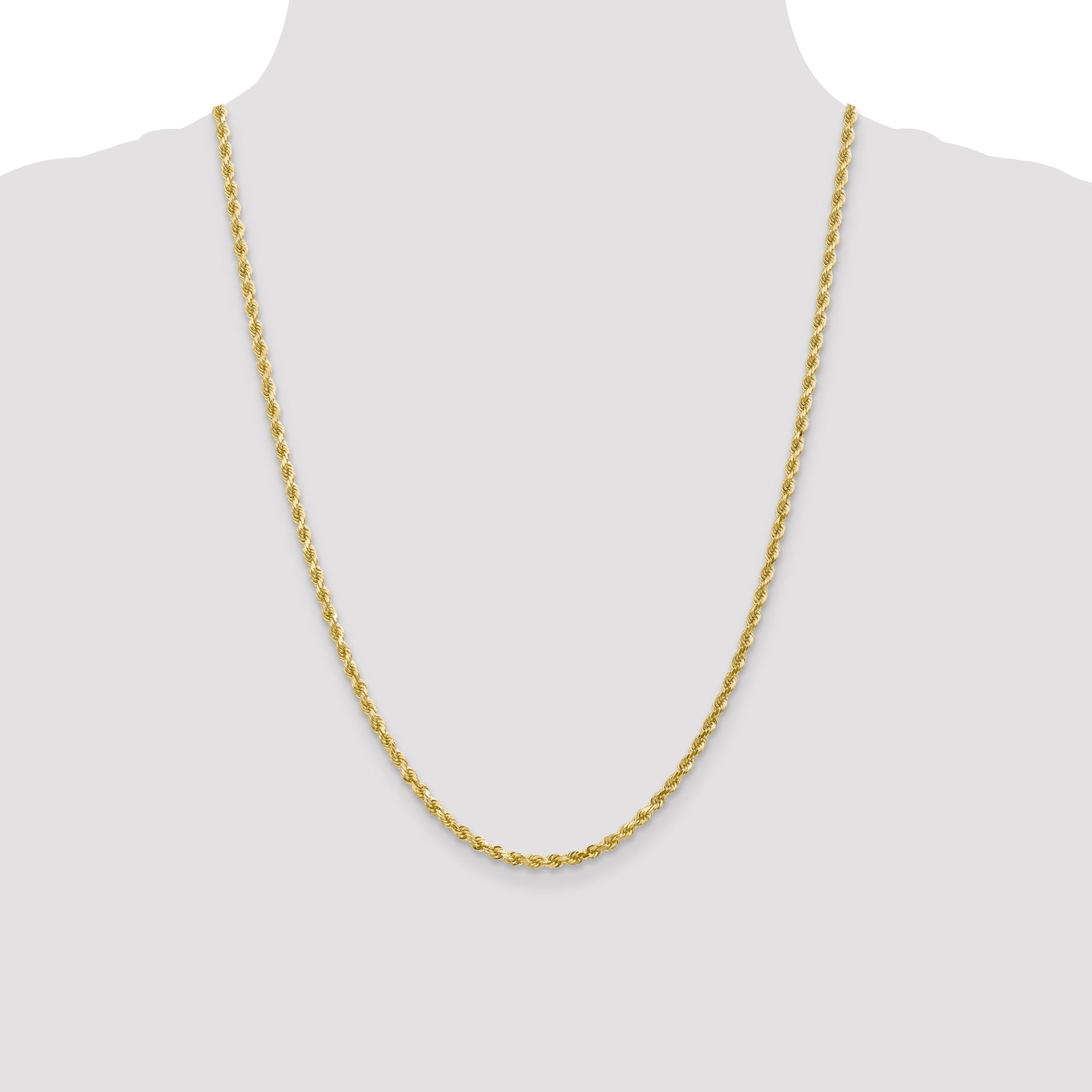 10K White Gold 3mm Diamond Cut Rope Chain