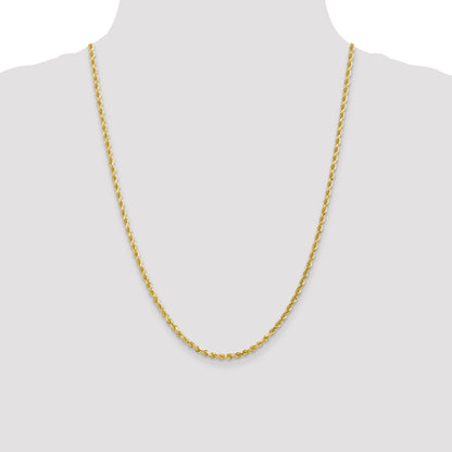 10K White Gold 3mm Diamond Cut Rope Chain
