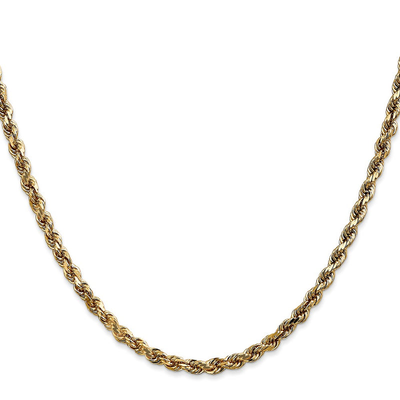 24 Inch 10K White Gold 3.5mm Diamond Cut Rope Chain Necklace