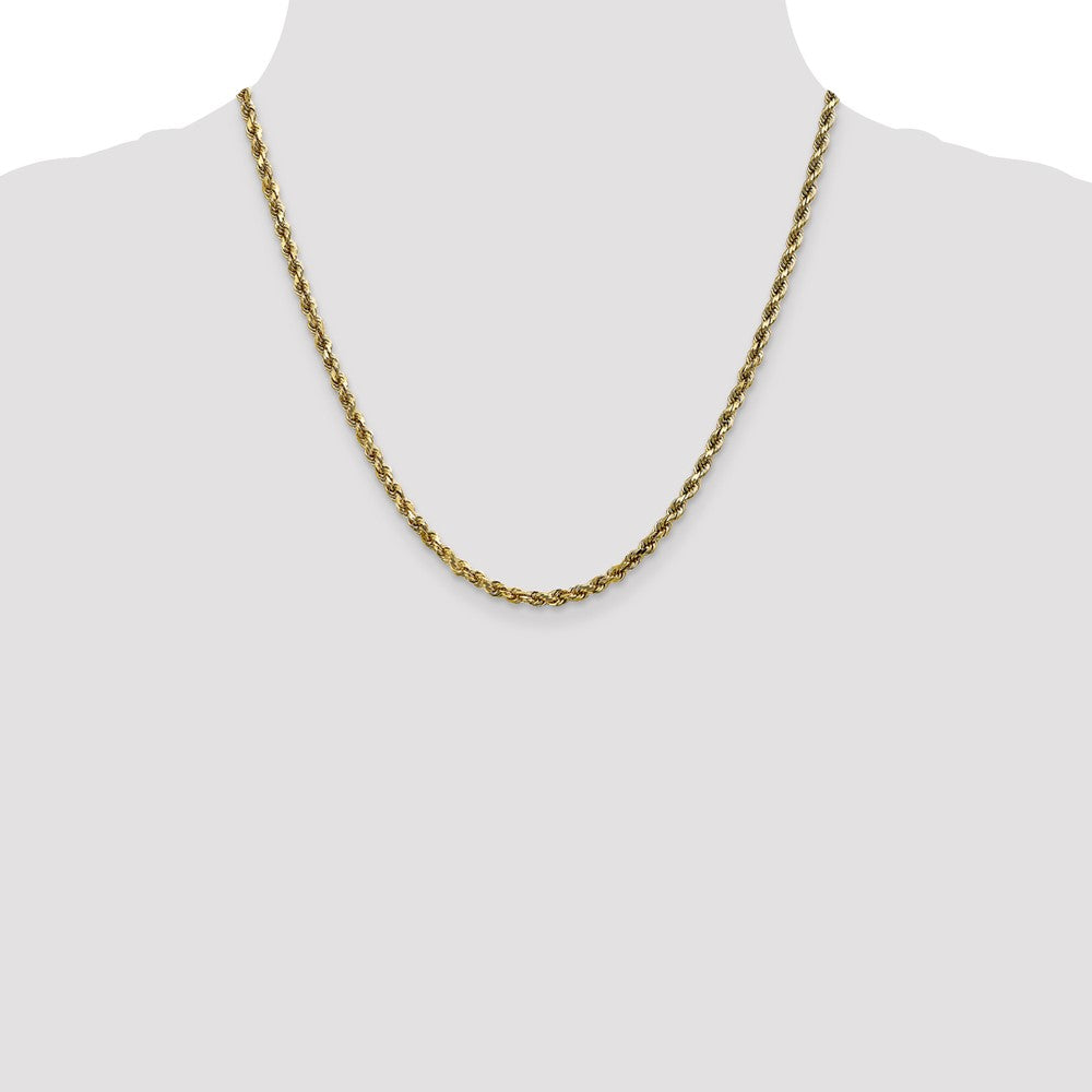 2 Inch 10K White Gold 3.5mm Diamond Cut Rope Chain Necklace