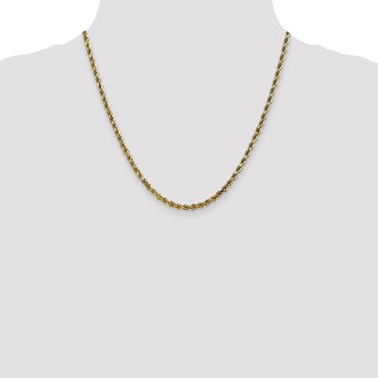 2 Inch 10K White Gold 3.5mm Diamond Cut Rope Chain Necklace