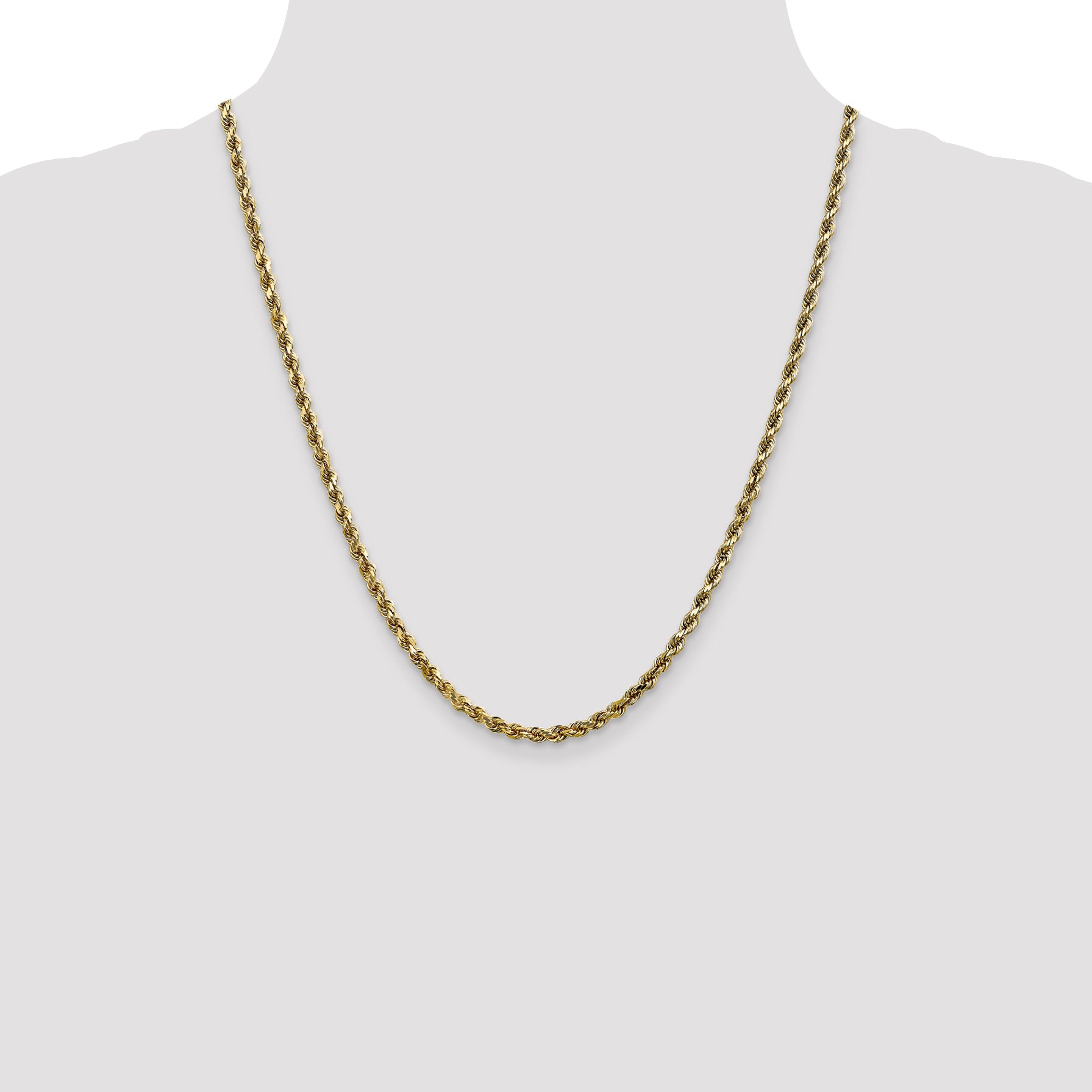 10K White Gold 3.5mm Diamond Cut Rope Chain