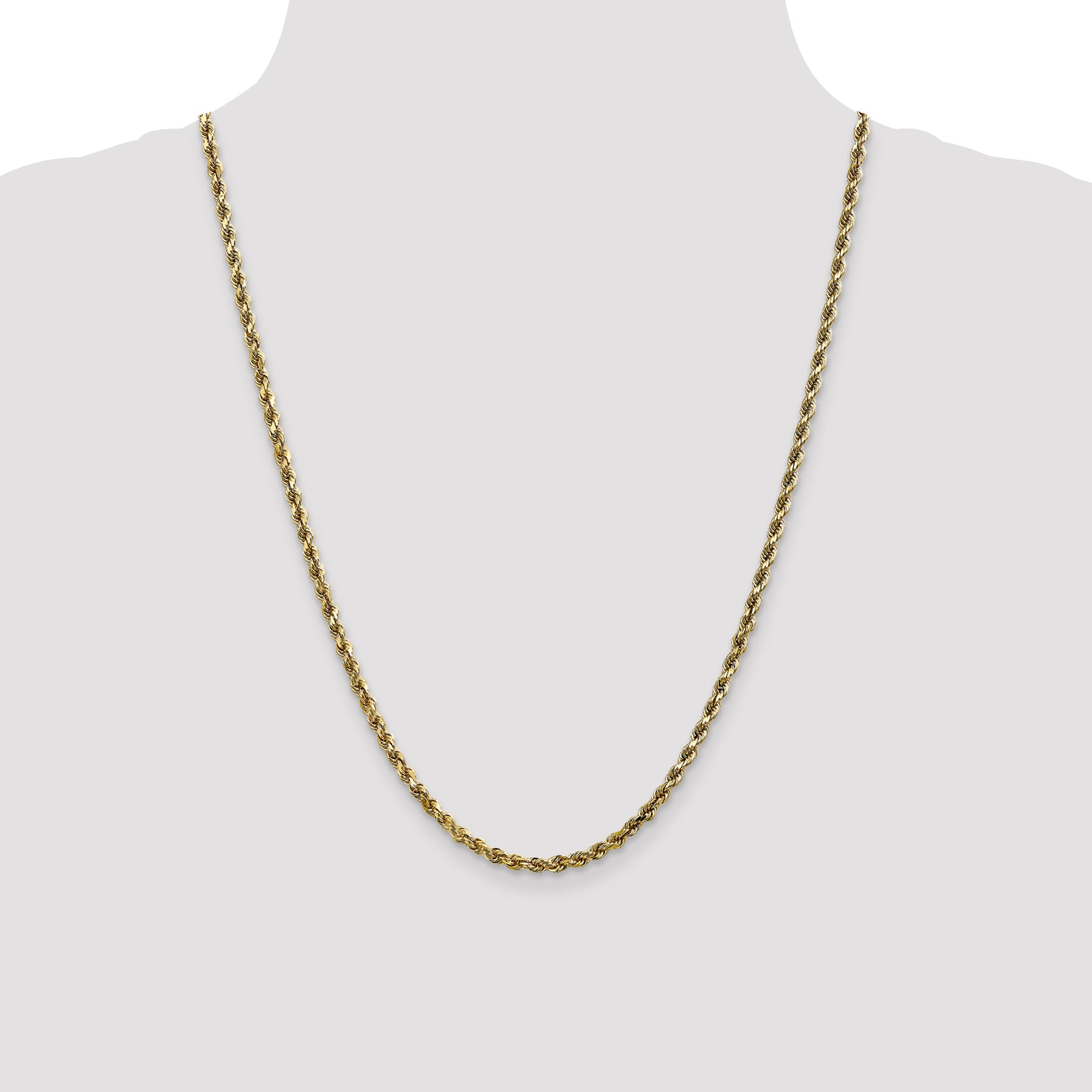 10K White Gold 3.5mm Diamond Cut Rope Chain
