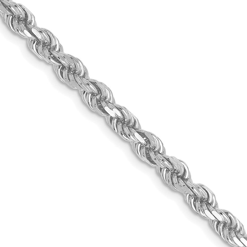 2 Inch 10K White Gold 3.5mm Diamond Cut Rope Chain Necklace