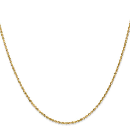 24 Inch 10K Yellow Gold 1.6mm Solid Regular Rope Chain Necklace