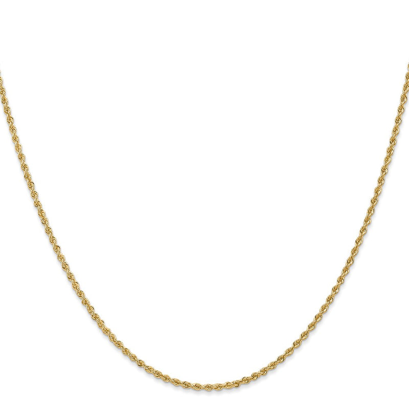 24 Inch 10K Yellow Gold 1.6mm Solid Regular Rope Chain Necklace