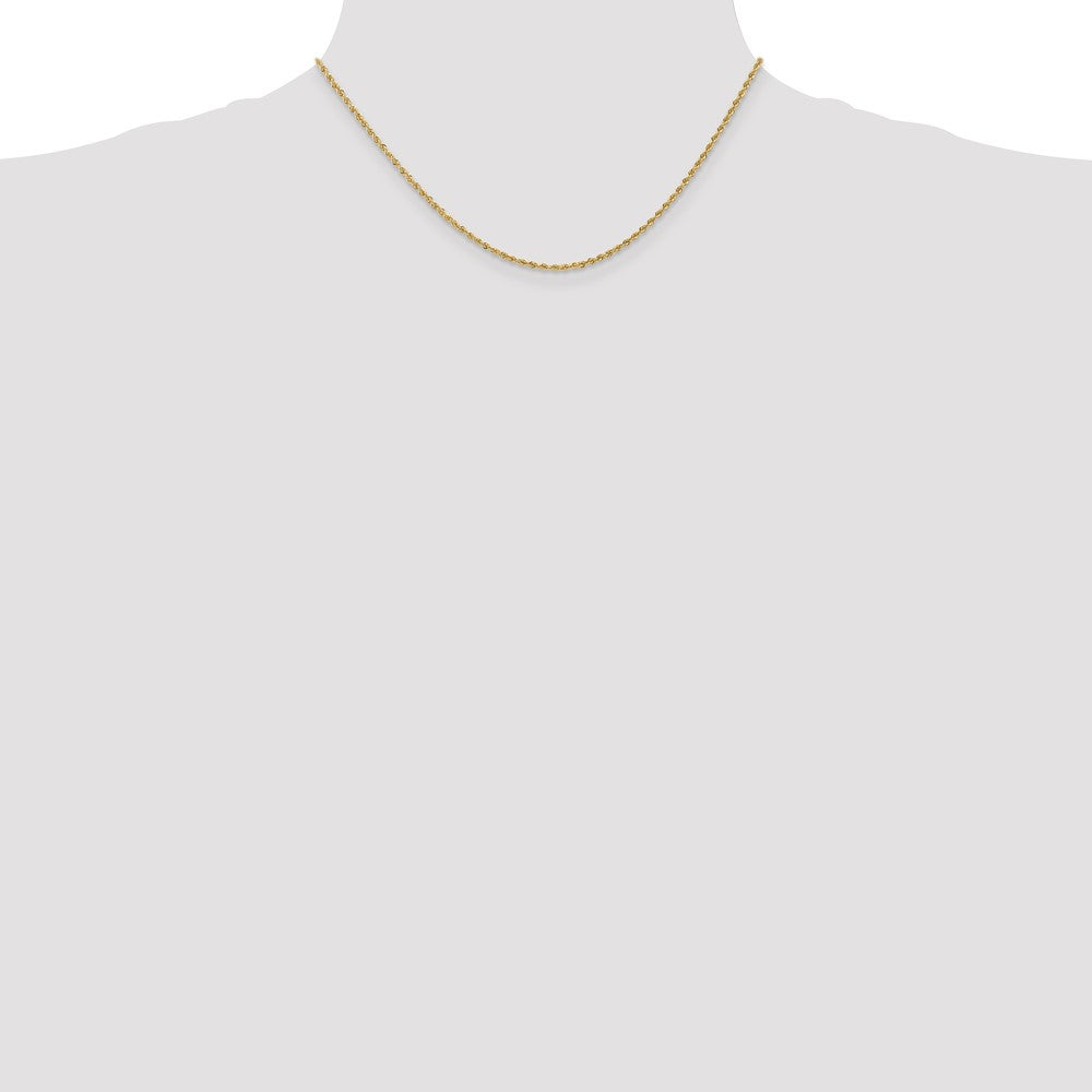 16 Inch 10K Yellow Gold 1.6mm Solid Regular Rope Chain Necklace