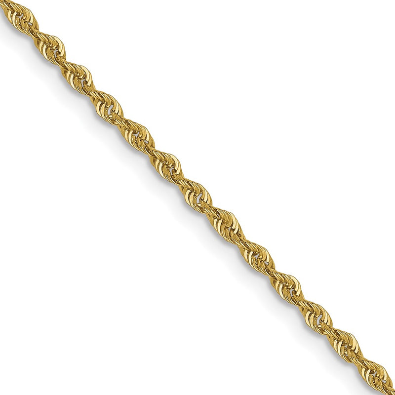 18 Inch 10K Yellow Gold 1.6mm Solid Regular Rope Chain Necklace