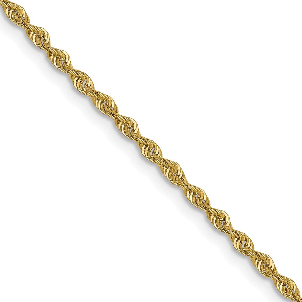 16 Inch 10K Yellow Gold 1.6mm Solid Regular Rope Chain Necklace
