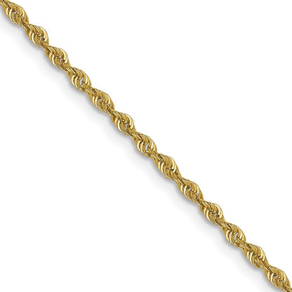 16 Inch 10K Yellow Gold 1.6mm Solid Regular Rope Chain Necklace