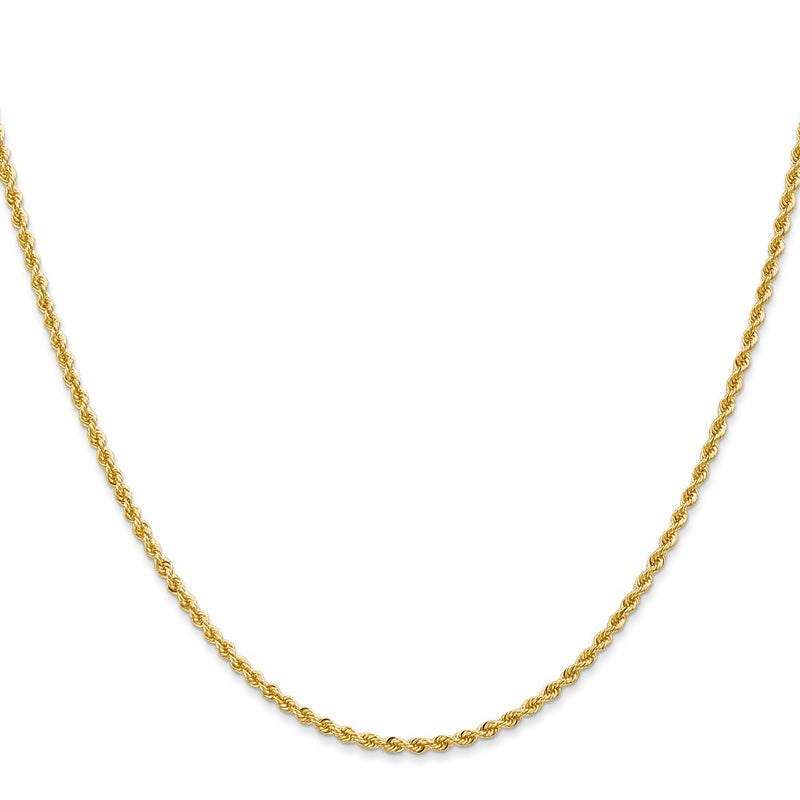 24 Inch 10K Yellow Gold 2mm Solid Regular Rope Chain Necklace