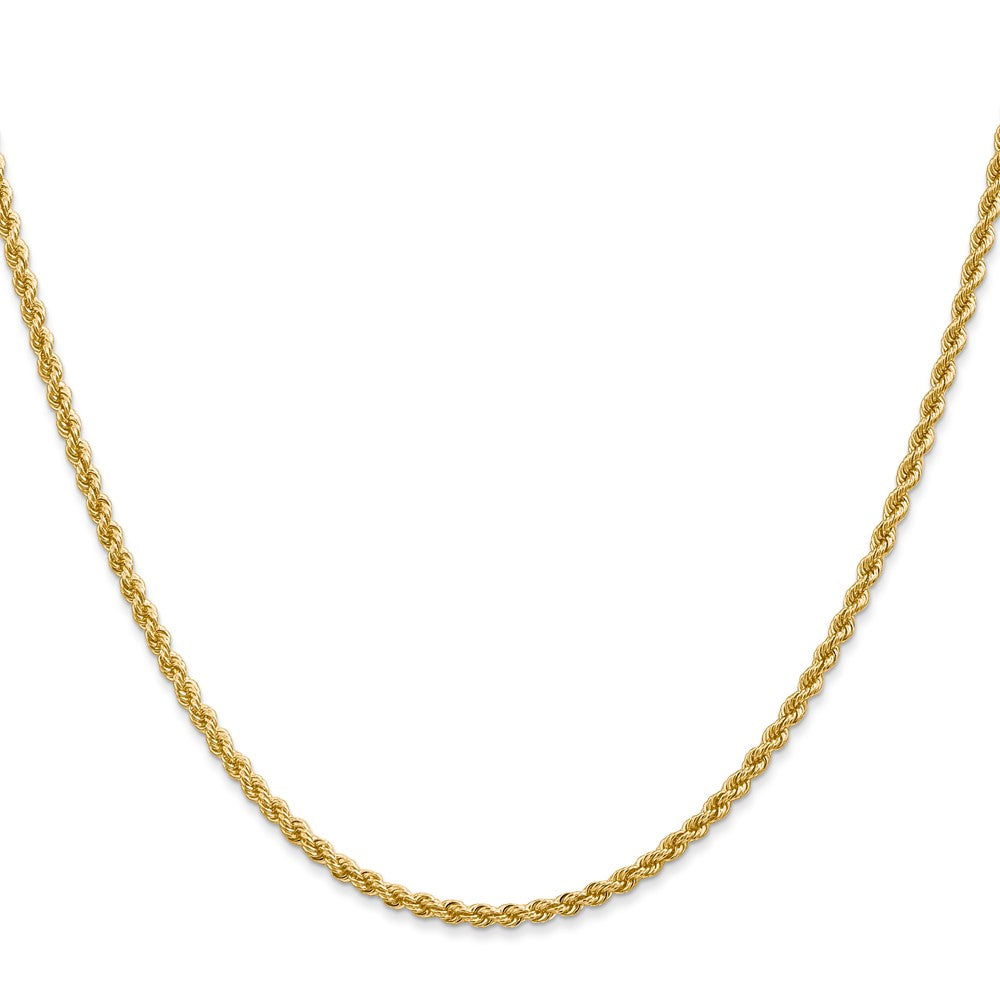 2 Inch 10K Yellow Gold 2.25mm Solid Regular Rope Chain Necklace
