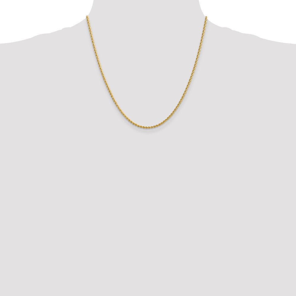 2 Inch 10K Yellow Gold 2.25mm Solid Regular Rope Chain Necklace