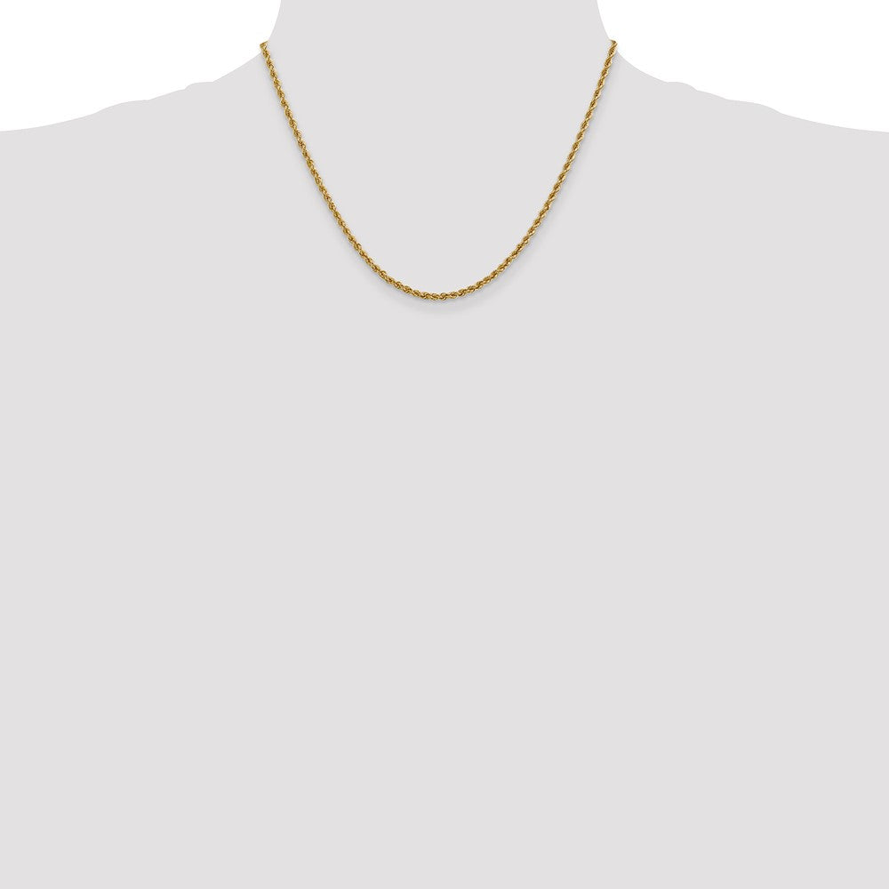 18 Inch 10K Yellow Gold 2.5mm Solid Regular Rope Chain Necklace