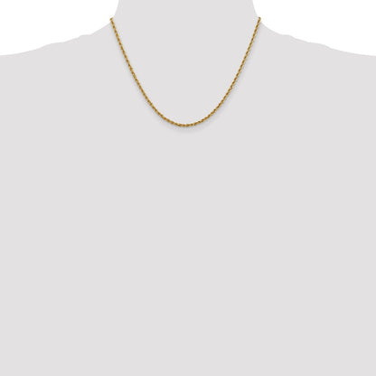 18 Inch 10K Yellow Gold 2.5mm Solid Regular Rope Chain Necklace