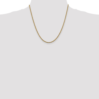 2 Inch 10K Yellow Gold 2.5mm Solid Regular Rope Chain Necklace