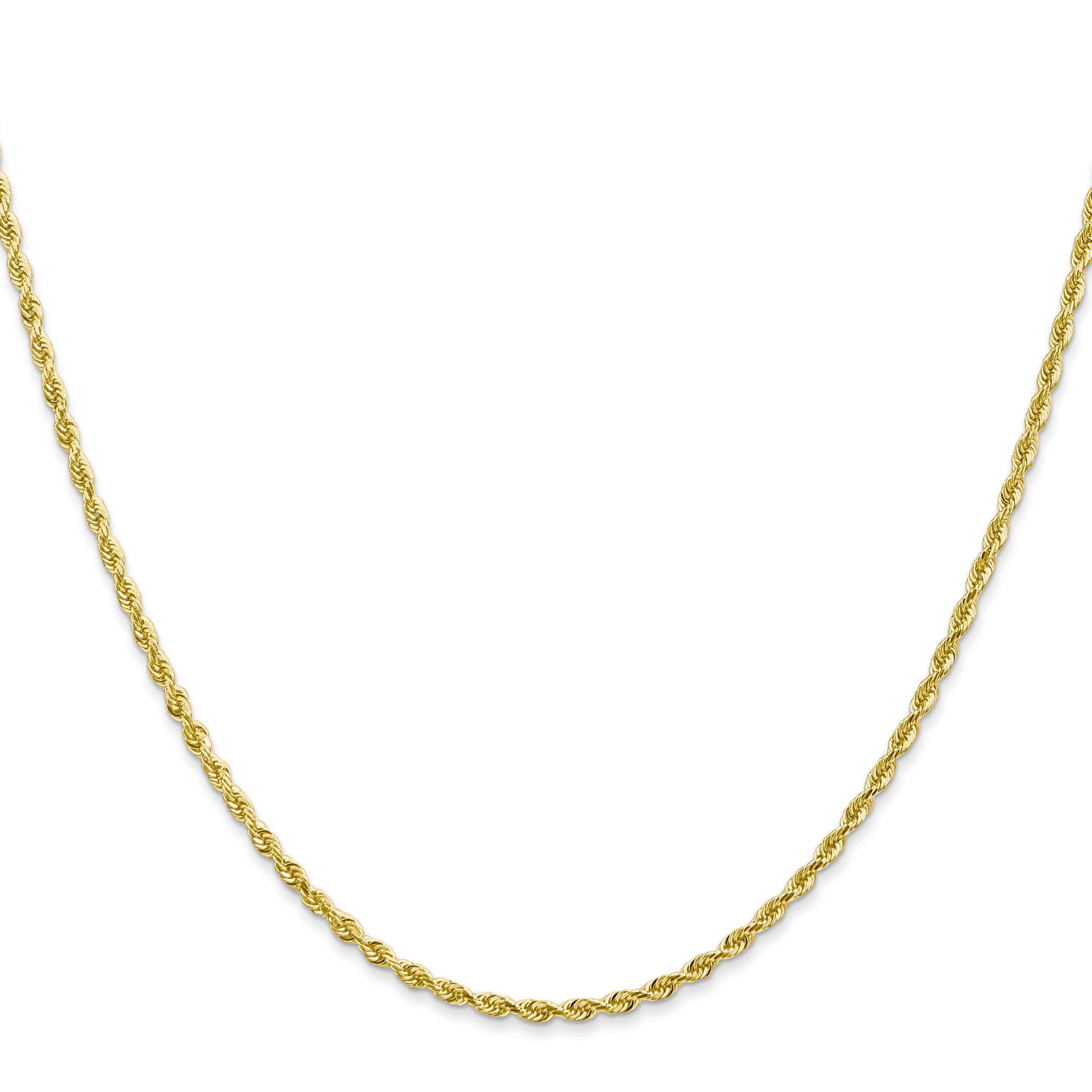22 Inch 10K Yellow Gold 2mm D/C Quadruple Rope Chain Necklace