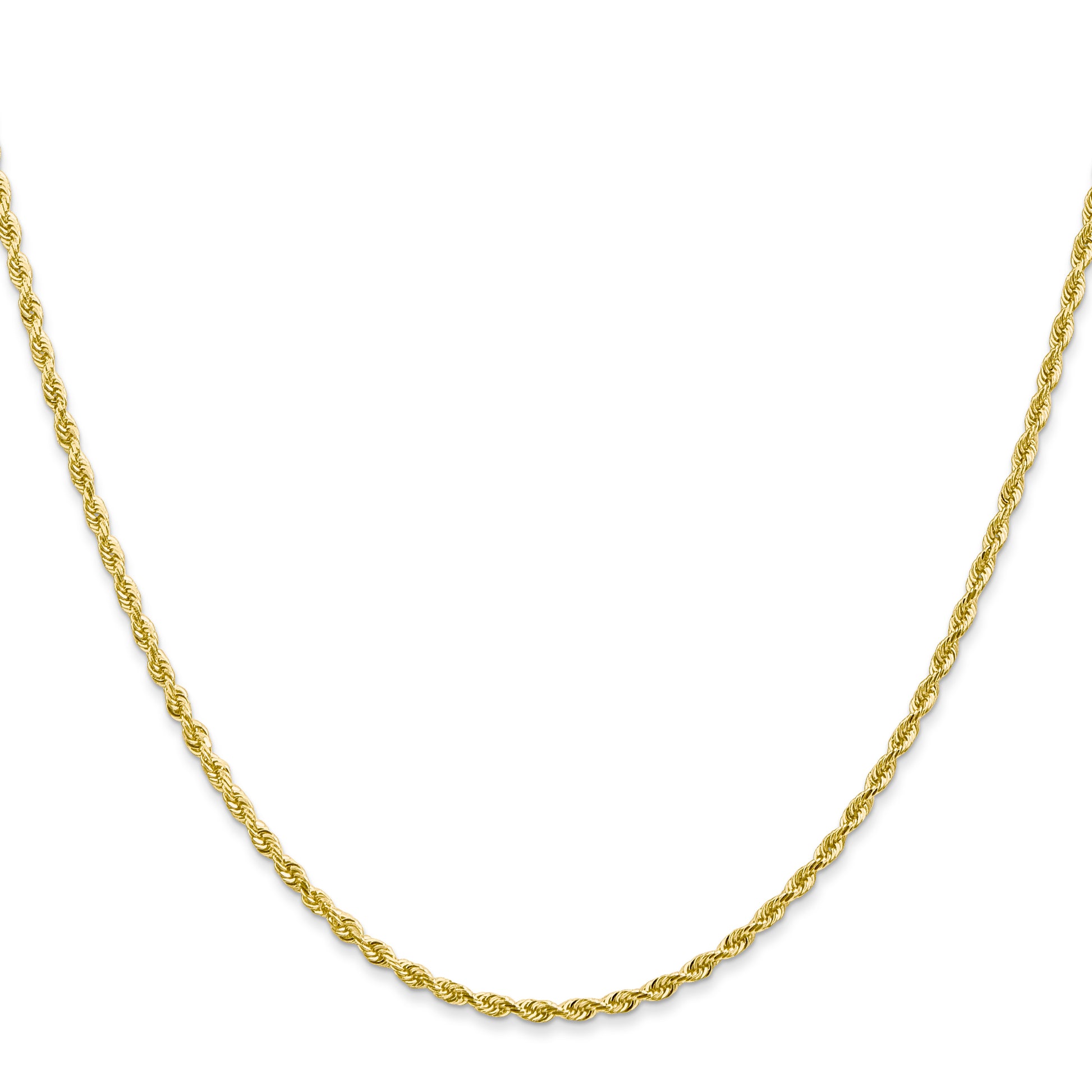 22 Inch 10K Yellow Gold 2mm D/C Quadruple Rope Chain Necklace