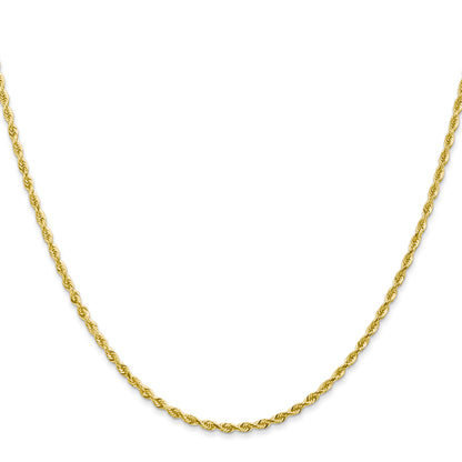 22 Inch 10K Yellow Gold 2mm D/C Quadruple Rope Chain Necklace